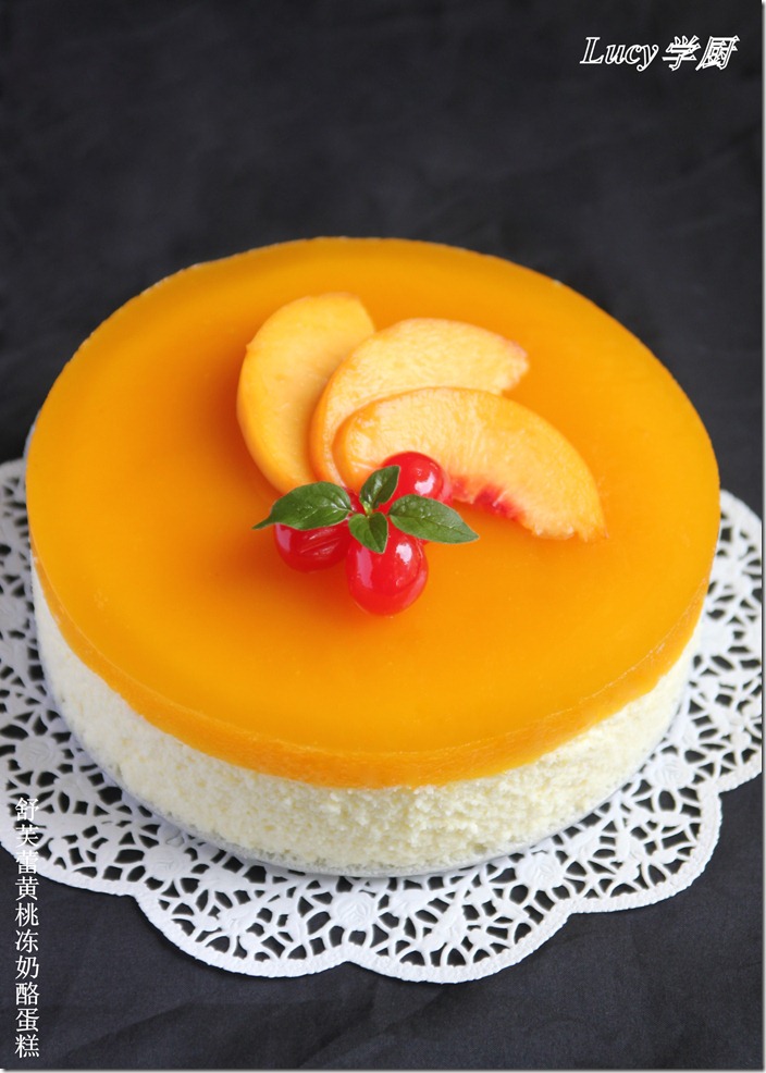 舒芙蕾黄桃冻奶酪蛋糕—Peach Mirror Cake with Soufflé CheeseCake Base